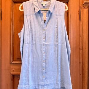 NWT J. Jill Cornflower Blue Sleeveless Button-Down Shirt